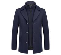 KUDMOL Herren Mantel umd Weste 2-in-1-Winterjacke Wollmantel Dick Wintermantel Warmer Mantel