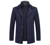 KUDMOL Herren Mantel umd Weste 2-in-1-Winterjacke Wollmantel Dick Wintermantel Warmer Mantel
