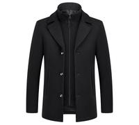 KUDMOL Herren Mantel umd Weste 2-in-1-Winterjacke Wollmantel Dick Wintermantel Warmer Mantel
