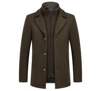 KUDMOL Herren Mantel umd Weste 2-in-1-Winterjacke Wollmantel Dick Wintermantel Warmer Mantel Jacke(Koffein,M)