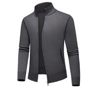 KUDMOL Herren Strickjacke mit Taschen Warm Cardigan Reißverschluss Verdickter Strickpullover Herrenjacke(Marineblau,2XL)