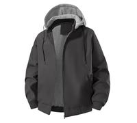 KUDORO Herren Jacke Leichte für Frühling Sommer Reißverschluss mit Abnehmbarer Kapuze Outdoor Jacken Casual Bomberjacke Einfarbige Winddichte Halskette Sportjacke(Schwarz,XL)