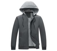 KUDORO Herren Jacke Leichte für Frühling Sommer Reißverschluss mit Abnehmbarer Kapuze Outdoor Jacken Casual Bomberjacke Einfarbige Winddichte Halskette Sportjacke(Dunkelgrau,XS)