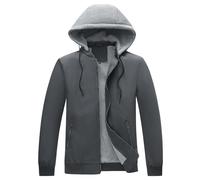 KUDORO Herren Jacke Leichte für Frühling Sommer Reißverschluss mit Abnehmbarer Kapuze Outdoor Jacken Casual Bomberjacke Einfarbige Winddichte Halskette Sportjacke(Dunkelgrau,S)