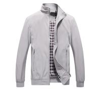 KUDORO Herren leichte Jacke für Frühling Sommer Reißverschluss Outdoor Jacke Casual Bomber Einfarbige Winddichte Jacke Halskette Mann Jacke Aviator Thin Classic Casual(Grau,3XL)