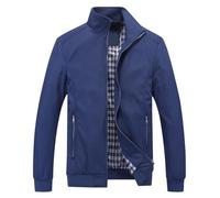 KUDORO Herren leichte Jacke für Frühling Sommer Reißverschluss Outdoor Jacke Casual Bomber Einfarbige Winddichte Jacke Halskette Mann Jacke Aviator Thin Classic Casual(Dunkelblau,XL)