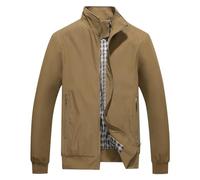 KUDORO Herren leichte Jacke für Frühling Sommer Reißverschluss Outdoor Jacke Casual Bomber Einfarbige Winddichte Jacke Halskette Mann Jacke Aviator Thin Classic Casual(Kaki,M)