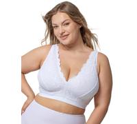 Kudreshov Lingerie BH Freya Baumwolle mit Stretch-Spitze - Ohne Polsterung, Ohne Bügel, Weiß, Große Größen - BH Breite Träger 90 D