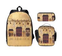 KUEhhhr Fall Country Barn Print Schulranzen + Federmäppchen + Lunchtasche Kombination für den täglichen Gebrauch