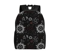 KUEhhhr Supernatural Symbols Schulrucksack, leicht, klassisch, College-Rucksack, Schulranzen, 38,1 cm (15 Zoll), Laptop, Schule, Tagesrucksack für Mädchen und Jungen, Schwarz
