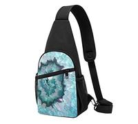 KUEhhhr Taekwondo-Kampfsport-Rucksack, klein, bedruckt, Crossbody-Tasche, Brusttasche für Herren, Blaugrüner Achat., One Size, Tagesrucksack