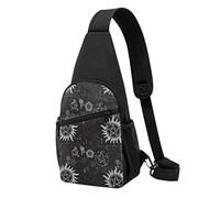 KUEhhhr Taekwondo-Kampfsport-Rucksack, klein, bedruckt, Crossbody-Tasche, Brusttasche für Herren, Supernatural Symbole schwarz, One Size, Tagesrucksack