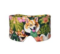 Kühlende Schlafmaske mit tropischen Blumen und Corgi-Druck, zum Schlafen in völliger Dunkelheit, weiche Schlafmaske, Geschenke für Männer und Frauen