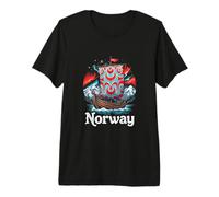 Kühnes Norwegen Wikingerschiff mit Bergen & Nordlichtern Premium T-Shirt