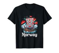Kühnes Norwegen Wikingerschiff mit Bergen & Nordlichtern T-Shirt