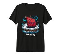 Kühnes Norwegen Wikingerschiff mit Bergen und Sternen Premium T-Shirt