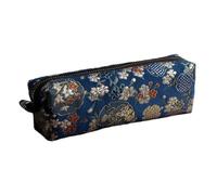 Künstlerische Blumen-Stickerei-Federmäppchen, Baumwoll-Leinen-Stoff, Stiftebeutel, tragbarer Bleistift-Organizer für Künstler, Studenten, Retro-Orientalischer Stift-Organizer, Brokat Rock Green, Mass