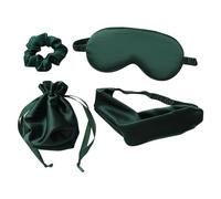 Künstliche Schlafmasken aus Seide, Haargummis, Stirnband und Taschen, weiche Augenmaske, Flecken, Verdunkelung, Augenbinde zum Schlafen, Hochzeit, Brautjungfer, Geschenke, Dunkelgrün, 4 Stück