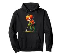 Kürbisgesicht Putting Golf Halloween Kostüm Herren Jungen Kinder Pullover Hoodie, Unisex für Erwachsene, Schwarz, M