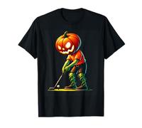 Kürbisgesicht Putting Golf Halloween Kostüm Herren Jungen Kinder T-Shirt