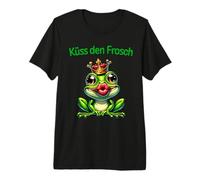 Küss den Frosch | Frosch mit Krone Karneval Froschkönig Premium T-Shirt