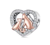 Küssende Katze Charm 925 Sterling Silber Charm passt für Pandora Armband Halskette