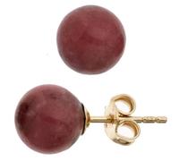 Ohrstecker Kugel 333 Gold Gelbgold 2 Rhodonite rot Ohrringe Goldohrstecker