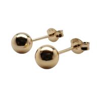 Kugel Ohrstecker aus 925 Sterling Silber, hell vergoldet, poliert - klassische Ohrstecker mit Ohrmutter, Unisex - Kugelgröße wählbar (6mm)