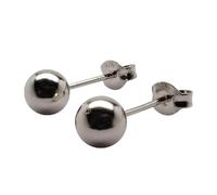 Kugel Ohrstecker aus 925 Sterling Silber rhodiniert, poliert - klassische Silber Ohrstecker mit Ohrmutter, Kugelgröße wählbar (6mm)
