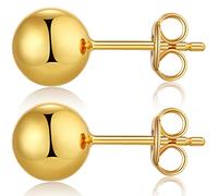 Kugel Ohrstecker für Damen Herren 925 Sterling Silber Rund Kugel Ohrringe Stecker Hypoallergen Runde Ball Knorpel Piercings Schmuck Geschenke 8 mm Vergoldet