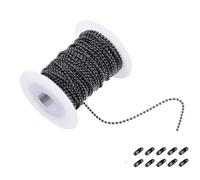 Kugelperlenketten aus Metall, 10 Rollen, Farbe Gold, Schwarz, Bronze, Silber, 5 Meter pro Rolle, for selbstgemachte Halsketten, Schmuckherstellung und Anhängerkettenzubehör(Black,2.0mm)