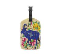 Kuh Blumenkunst Tier Kofferanhänger Leder Gepäck Koffer-Tags Gepäckanhänger Ausweisetikett Name Adresse Nachricht Tags für Reise(2Stück)