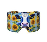 Kuh mit Sonnenblumen in blauem Druck, kühlende Schlafmaske zum Schlafen in völliger Dunkelheit, Schlafmaske, weich, Geschenke für Männer und Frauen