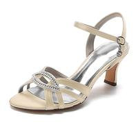 KUHAOFEU Damen Sandaletten Mit Kätzchen Absatz Sexy High Heels Peep Toe Strass Sommer Sandalen