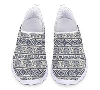 Kuiaobaty Anti-Rutsch-Trainer Ethnic Elephant Print Damen Loafers Vintage Style Sneakers Slip-on-Schuhe Komfort-Laufschuh