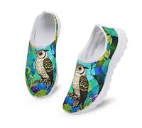 Kuiaobaty Damen-Schlupfschuhe, Netzstoff, flache Schuhe, Boho-Streifen, Cartoon, Katze, Wolf, Blume, Wanderschuhe, leichte Freizeitschuhe, Baumeule, 39.5 EU