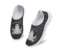 Kuiaobaty Damen Slip on Mesh Flache Turnschuhe Krankenschwester Blume Schwein Schädel Boho Streifen Bär Atmungsaktiv Walking Sport Sneakers Leichte Freizeitschuhe, Lustiger Faultier, 37 EU