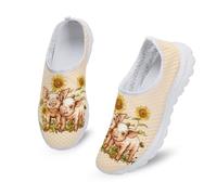 Kuiaobaty Damen-Sneaker, bequem, weiche Sohle, Loafer, Schmetterling, Zuckerschädel, Sternen-Druck, leicht, Sneaker, Mädchen, Laufschuhe, Wanderschuhe, Bauernhofschweine, 38 EU