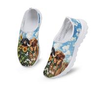 Kuiaobaty Damen-Sneaker, bequem, weiche Sohle, Loafer, Schmetterling, Zuckerschädel, Sternen-Druck, leicht, Sneaker, Mädchen, Laufschuhe, Wanderschuhe, Blumen Dackel Hund, 39.5 EU