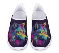 Kuiaobaty Damen-Sneaker, bequem, weiche Sohle, Loafers, Schmetterling, Totenkopf, Sterne, leicht, Sneaker, Mädchen, Laufschuhe, Wanderschuhe, Paint Splash Wolf, 40.5 EU