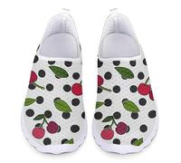 Kuiaobaty Damen-Sneaker, bequem, weiche Sohle, Loafers, Schmetterling, Totenkopf, Sterne, leicht, Sneaker, Mädchen, Laufschuhe, Wanderschuhe, Kirsche Polka Dots, 40.5 EU