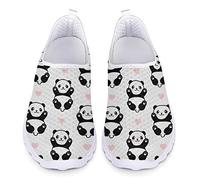 Kuiaobaty Damen-Sneaker zum Hineinschlüpfen, Schmetterling, Totenkopf, Katzen-Druck, Mesh-Sneaker, Fußgewölbeunterstützung, Damen-Workout-Schuhe, Loafer, Pandabären Herzen, 39 EU