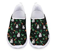 Kuiaobaty Damen-Sneaker zum Hineinschlüpfen, Schmetterling, Totenkopf, Katzendruck, Netzstoff, Fußgewölbeunterstützung, Workout-Schuhe, Loafer, Bunny Rabbits Karotten, 39 EU