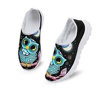 Kuiaobaty Damen Sneakers Komfort Sport Laufschuhe Atmungsaktiv Mesh Walking Sneakers Casual Loafer Sommer Clogs, Neuheit Eule, 38 EU