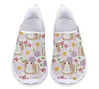 Kuiaobaty Damen Sneakers Komfort Sport Laufschuhe Atmungsaktiv Mesh Walking Sneakers Casual Loafer Sommer Clogs, Meerschweinchen Blumen, 40.5 EU