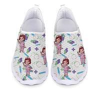 Kuiaobaty Damen Sneakers Komfort Sport Laufschuhe Atmungsaktiv Mesh Walking Sneakers Casual Loafer Sommer Clogs, Süßes Krankenschwestermädchen, weiß, 39.5 EU
