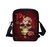 Kuiaobaty Damen-Umhängetasche, Handy-Umhängetasche, mit verstellbarem Riemen, lässig, kleine Kuriertasche für Mädchen, Gothic Totenkopf Rose