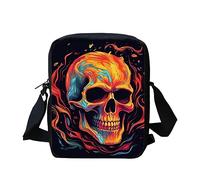 Kuiaobaty Damen-Umhängetasche, Kameratasche, Handy-Tasche mit verstellbarem breitem Riemen, ethnisch, Hunde, Kaninchen-Druck, Schultertasche mit Doppelschicht, Feuerschädel Malerei