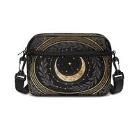 Kuiaobaty Damen-Umhängetasche, mehrere Taschen, Gothic-Rabenschädel, Crossbody-Tasche, Handy-Geldbörse, Anti-Diebstahl, Goldfarbener Halbmond, One Size
