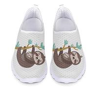 Kuiaobaty Faultier Baby Damen Sneaker Comfort Slip-on Schuhe Weiß Mesh Lässig Flache Sneaker für Sommertiere Loafer